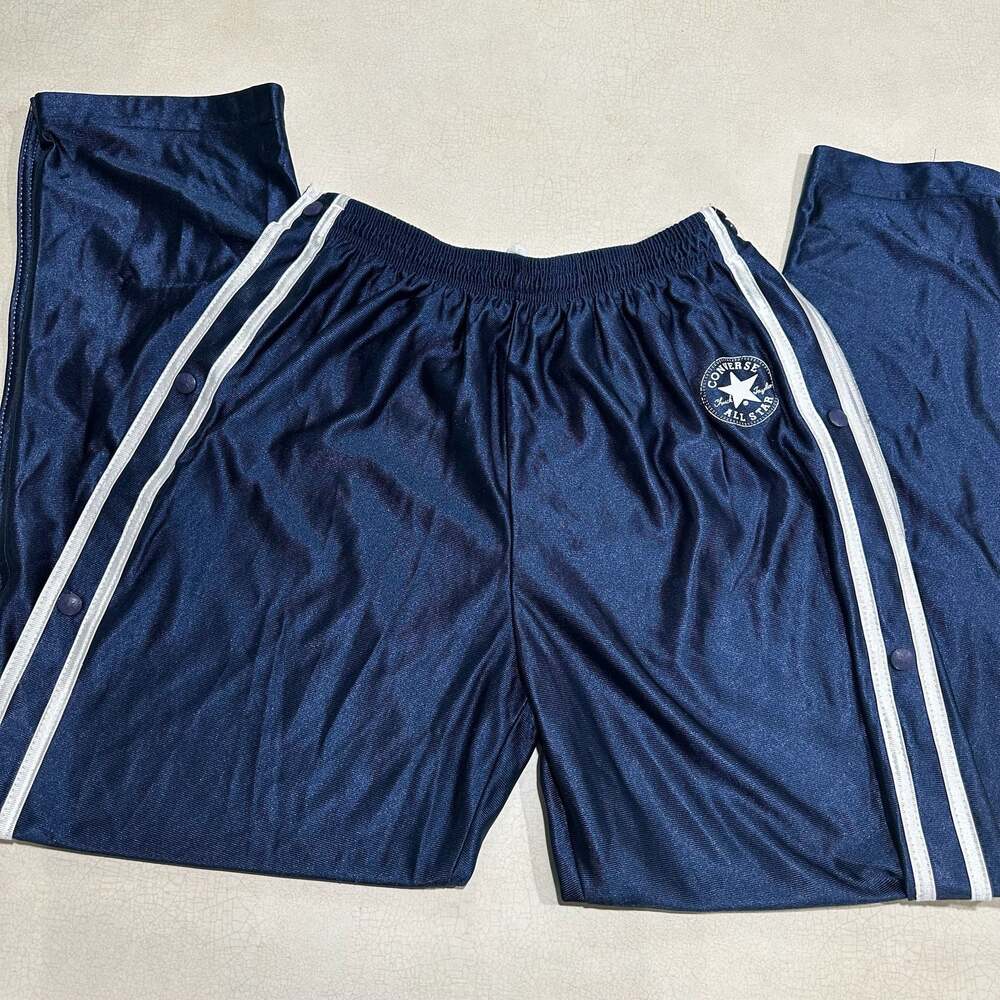 VTG 90s Converse All Star Striped Navy Blue Track Pants Size L Baggy Made USA